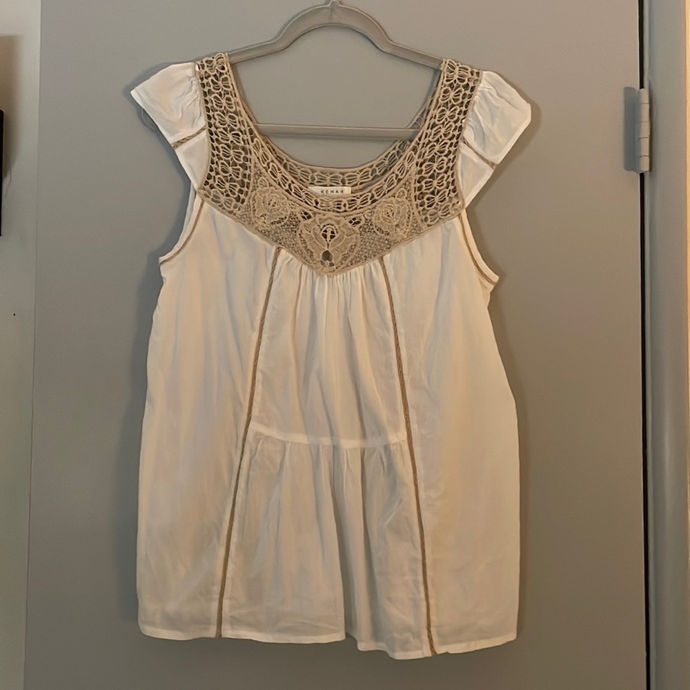 Kenar Cream and Tan Sleeveless Top